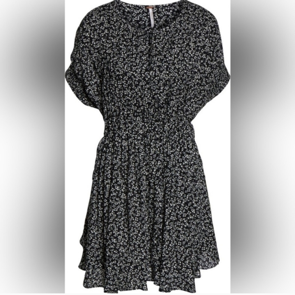 Free People Floral  Ruffles Mini Dress Large - Picture 12 of 16